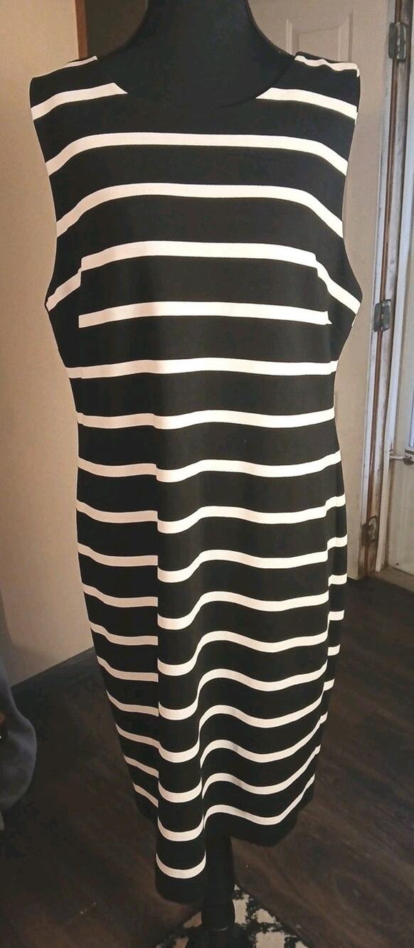 Premise Size 14 Sleeveless Midi Dress NWT Black And White Striped